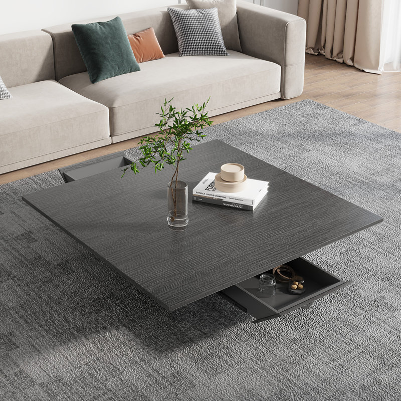 Latitude Run® Jecoa Modern Square Drum Coffee Table, Minimalist Wood